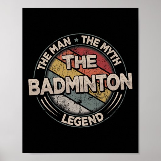 Poster Badminton Legends Retro Shuttle Hommes's Badminto (Devant)