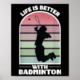 Poster Badminton Life Funny Shutting Retro Jeu