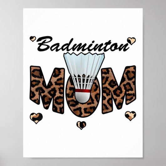 Poster Badminton Maman Leopard Funny Badminton Maman Mère (Devant)