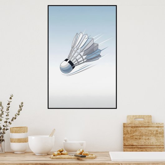 Poster Badminton moderne Shuttlecock Mid Flight Art (Cuisine)