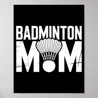 Poster Badminton Mom Retro Women Badminton Lover Mommy Mo