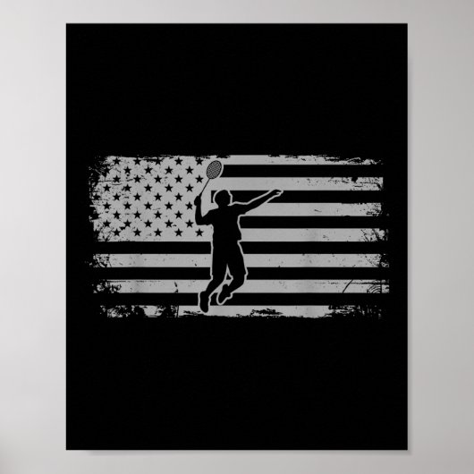 Poster Badminton navette drapeau américain (Devant)