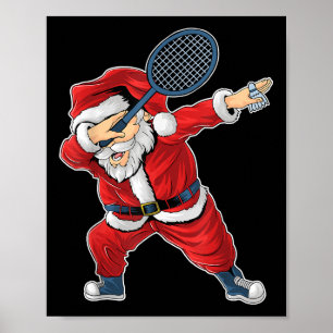 Poster Badminton Noël Santa Claus Dabbing Avec Volant
