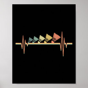 Poster Badminton Player Retro Heartbeat - Badminton Sport