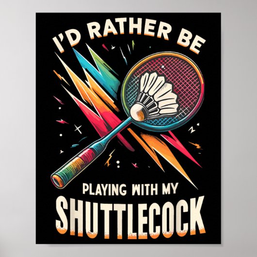 Poster Badminton Player Shutt Racket Badmintoner (Devant)