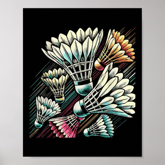 Poster Badminton Player Shuttle Vibrant Design  (Devant)