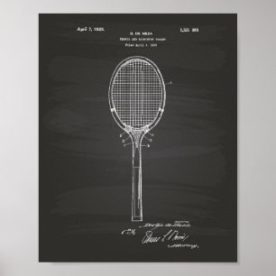 Poster Badminton Racket 1925 Patent Art Chalkboard