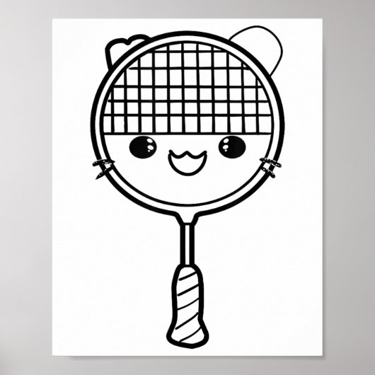 Poster Badminton Racket Cartoon Look Shuttle Jeu (Devant)