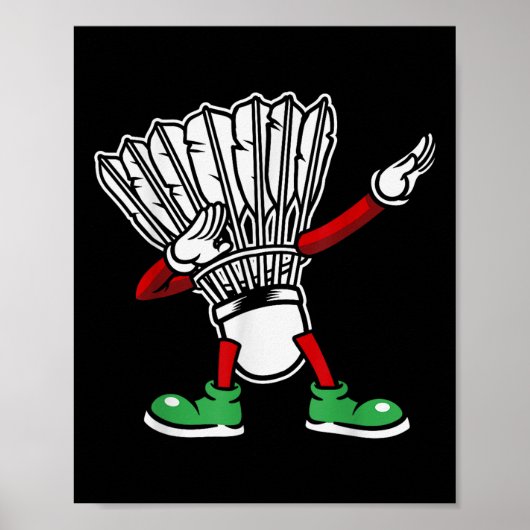 Poster Badminton Racket Dabbing Joueur Badminton (Devant)