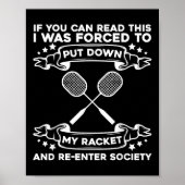 Poster Badminton Racket - Funny Badminton Player  (Devant)