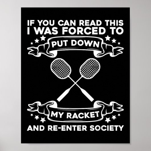 Poster Badminton Racket - Funny Badminton Player  (Devant)