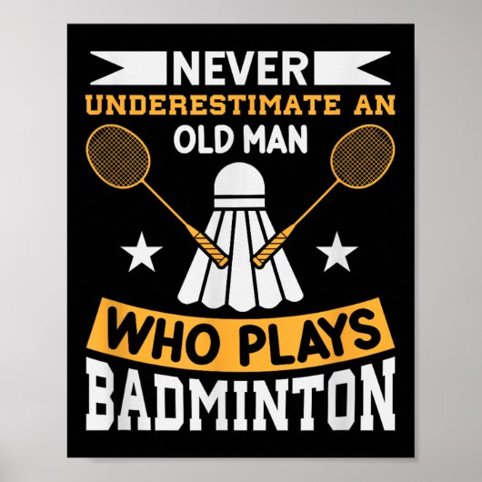 Poster Badminton Shuttle Racket Badminton Player  (Devant)