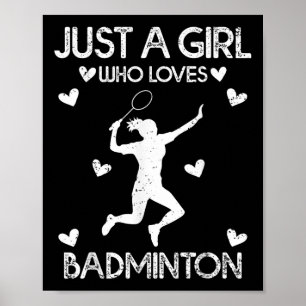 Poster Badminton Sport Adulte Tee Juste Une Fille Qui Aim