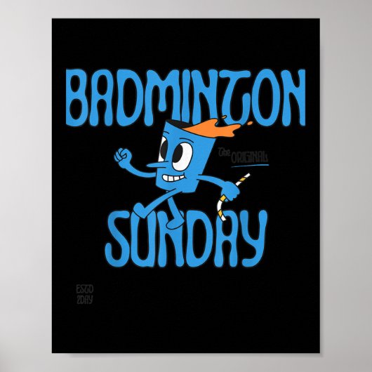 Poster Badminton Sunday Racket Shutt Jeu Jouer (Devant)