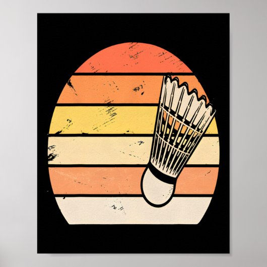 Poster Badminton Sunset Retro (Devant)