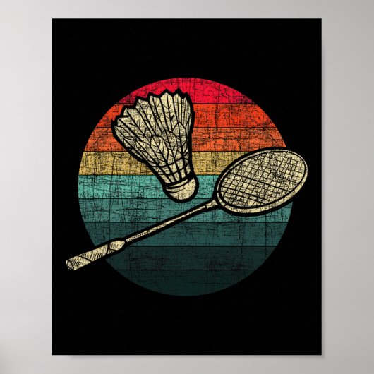 Poster Badminton Sunset Retro - Athlètes Birdie Shuttle (Devant)