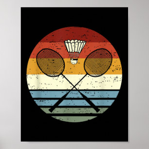 Poster Badminton - Tenue de sport rétro vintage cool Raqu