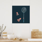 Poster Badminton vintage Imprimer - Racquet et Oiseaux (Cuisine)