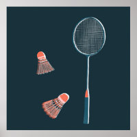 Badminton vintage Imprimer - Racquet et Oiseaux