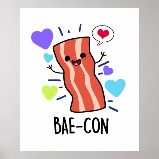 Poster Bae-con Funny Bacon Pun (Devant)