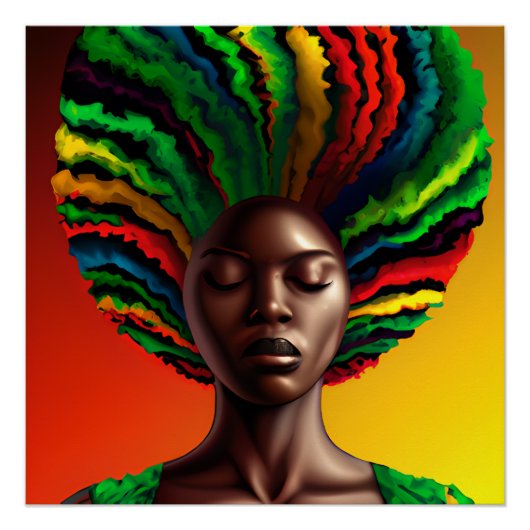 Poster Bae Rainbow Cheveux Black Melanin Afro Queen Crown (Devant)