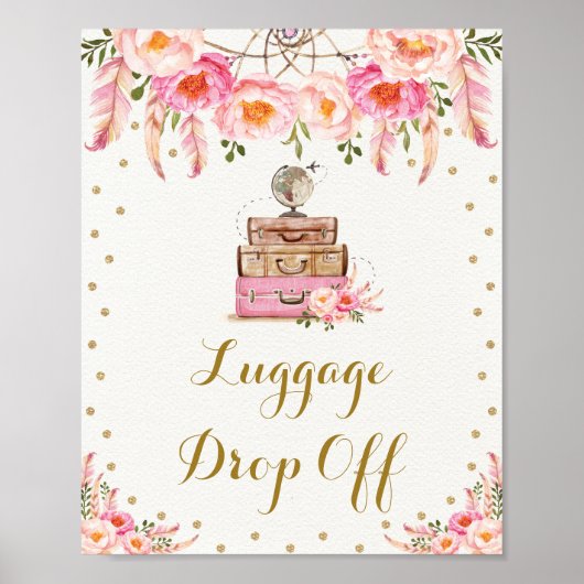 Poster Bagages Boho Floraux de Miss à Mme Livraison (Devant)