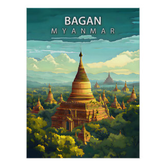 Poster Bagan, Myanmar : une tapisserie intemporelle