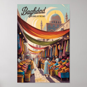 Poster Bagdad Irak Illustration Voyage Art Rétro