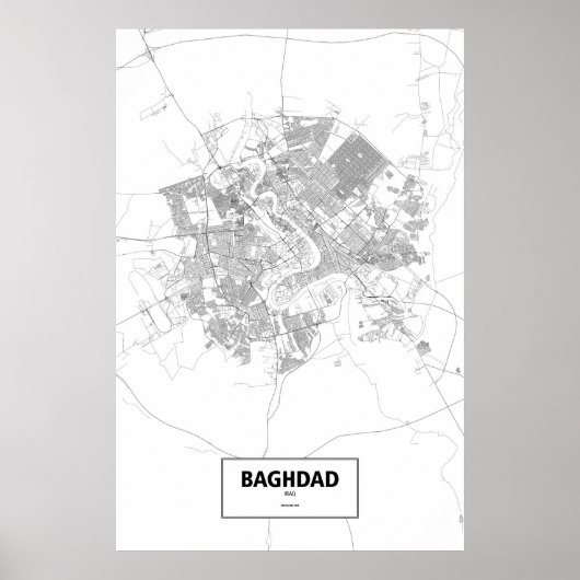 Poster Bagdad, Irak (noir sur blanc) (Devant)