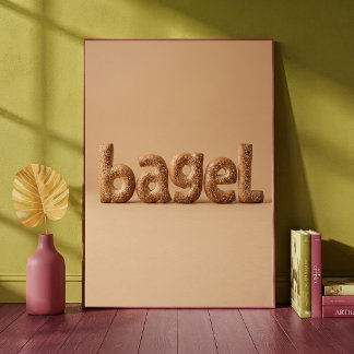 Poster Bagel Graines Lettres Typographie Nourriture Cuisi
