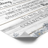 Poster Bague à Fête des mariées florale gris signe (Coin)