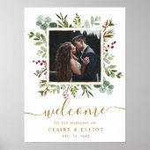 Poster Bague de bienvenue de mariage de Noël or botanique (Devant)