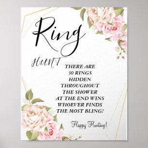 Poster bague de roses aquarelle rose signe de jeu de baby