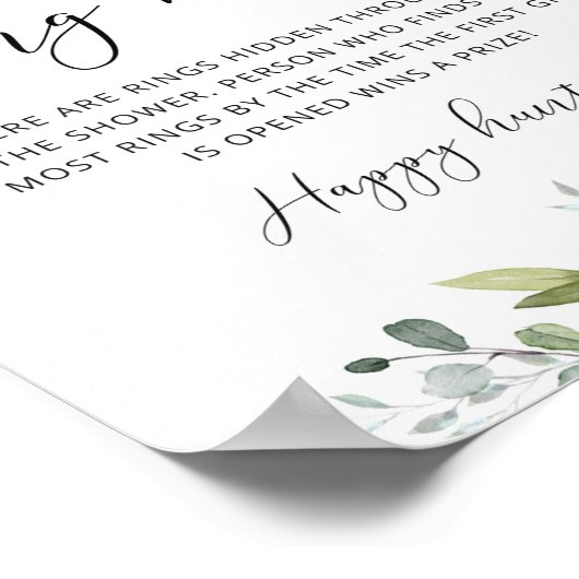 Poster Bague de verdure chasse nuptiale jeu de douche (Coin)