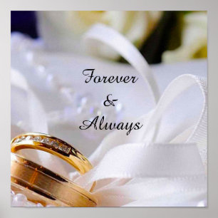 Poster Bagues de mariage élégantes avec ruban de soie rom