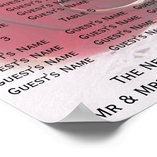 Poster Bagues d'or Rose Pétales Design Mariage Siège (Coin)