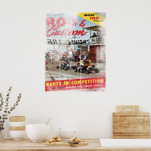 Poster Baguette & Custom, Karts en Compétition Imprimer (Cuisine)