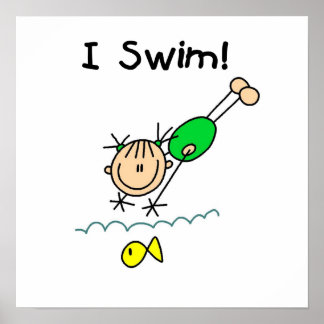 Poster Baguette Figure Fille I Swim