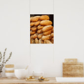 Poster Baguette, pain, à vendre dans la rue par hawker. (Cuisine)