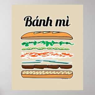 Poster Baguette vietnamienne de pain français de sandwich