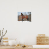 Poster Baie Andalousie Stallion debout En Neige (Cuisine)