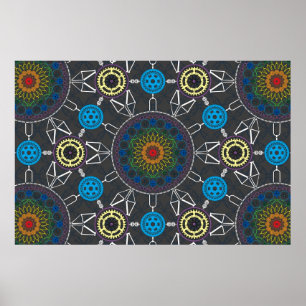 Poster Baie de Mandala à vélo arc-en-ciel