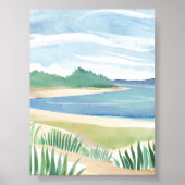 Poster Baie d'herbe de plage | Art de mer côtier océan aq (Devant)
