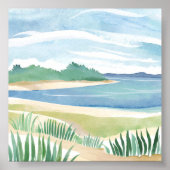 Poster Baie d'herbe de plage | Océan aquarelle mer côtièr (Devant)