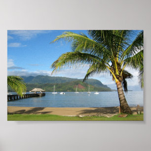 Poster Baie et pilier Kauai, Hawaï de Hanalei