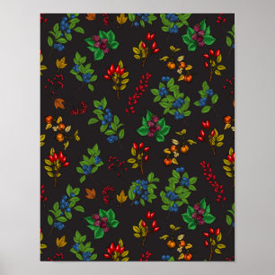 Poster Baies d'automne sur chocolat brun