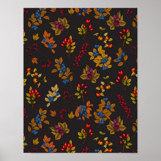 Poster Baies d'automne sur chocolat brun 2 (Devant)