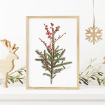 Poster Baies d'hiver rouges et pins<br><div class="desc">Poster Red Winter Berries and Pine</div>