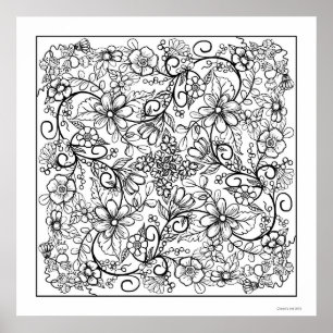 Poster Baies Fleurs et vignes Belle page de coloriage