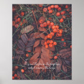 Poster Baies rouges et feuilles d'automne brunes (Devant)